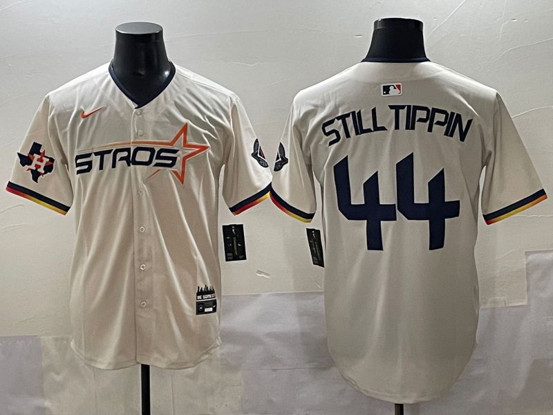 Men 2025 Houston Astros 44 Still Tippin Cream Three generations Joint Name Nike MLB Jersey style 7
